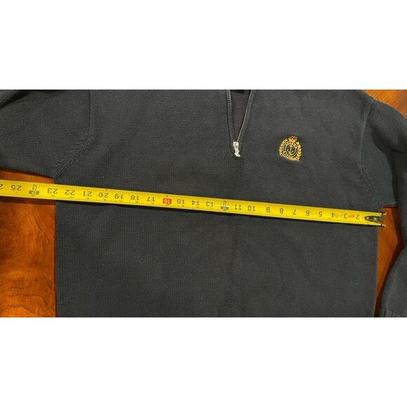 Ralph Lauren LRL Green Label Sweater half-zip navy crest 100% cotton Sz L Petite - Picture 6 of 8